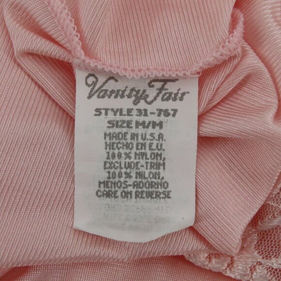 VTG Vanity Fair Women Medium Solid Pink Lace Trim Button Front Nightgown Dress - Picture 8 of 11